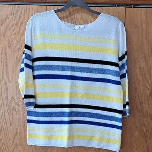 Ethyl Striped Yellow, Blue and Black Sweater